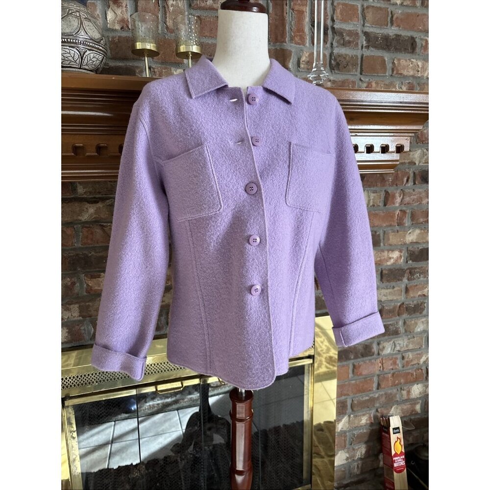 petite sophisticate sweater Purple Cardigan Size Medium 100% Wool